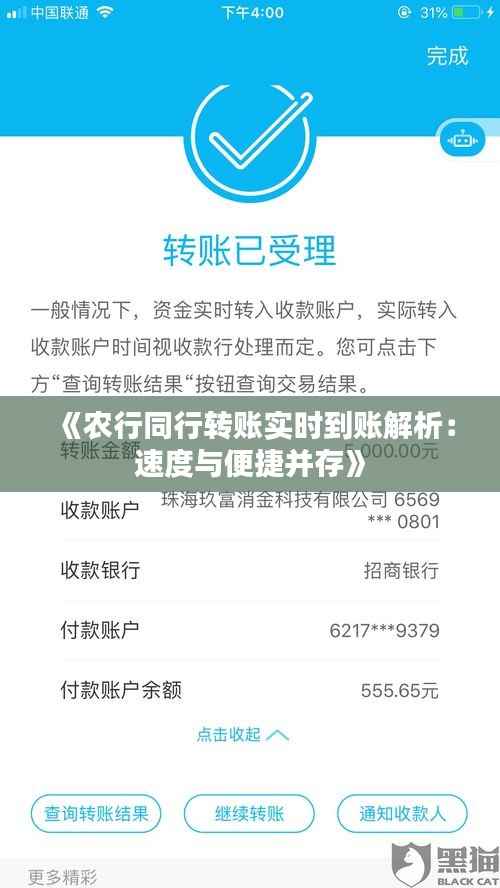 《农行同行转账实时到账解析:速度与便捷并存》