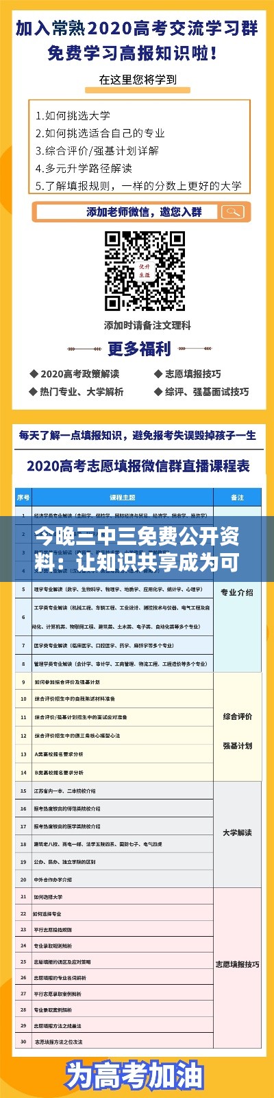 今晚三中三免费公开资料:让知识共享成为可能,打造学习新常态