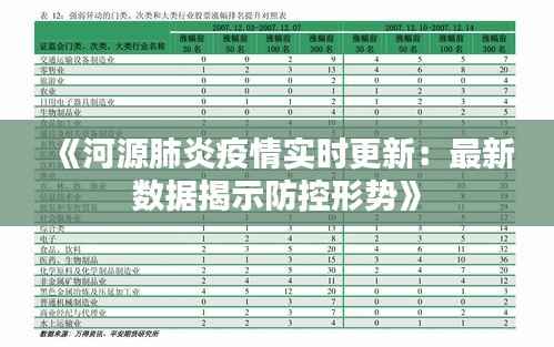 《河源肺炎疫情实时更新：最新数据揭示防控形势》