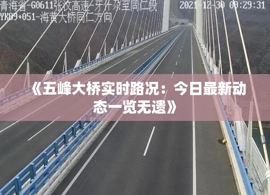 《五峰大桥实时路况：今日最新动态一览无遗》