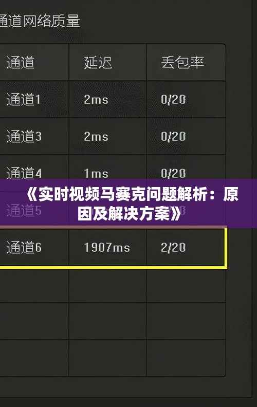 《实时视频马赛克问题解析：原因及解决方案》
