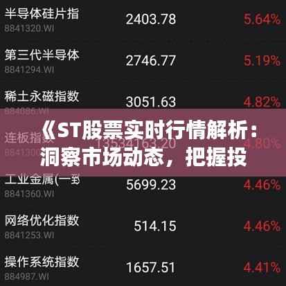 《ST股票实时行情解析：洞察市场动态，把握投资机会》