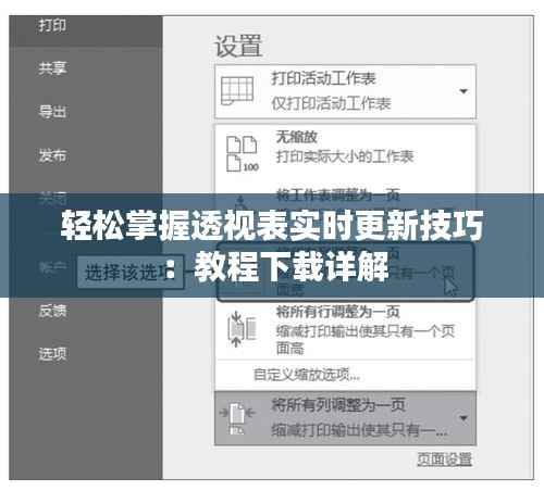 轻松掌握透视表实时更新技巧：教程下载详解
