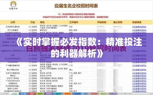 《实时掌握必发指数:精准投注的利器解析》