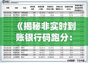 《揭秘非实时到账银行码跑分:风险与应对策略》
