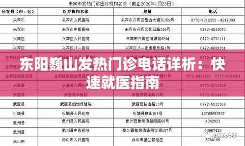 东阳巍山发热门诊电话详析:快速就医指南