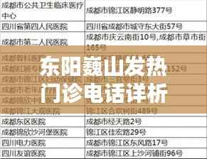 东阳巍山发热门诊电话详析:快速就医指南