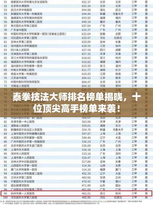 泰拳技法大师排名榜单揭晓,十位顶尖高手榜单来袭!