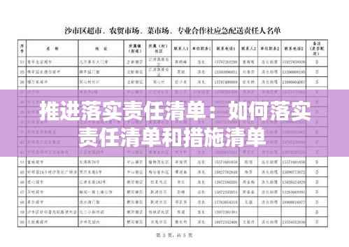 推进落实责任清单:如何落实责任清单和措施清单