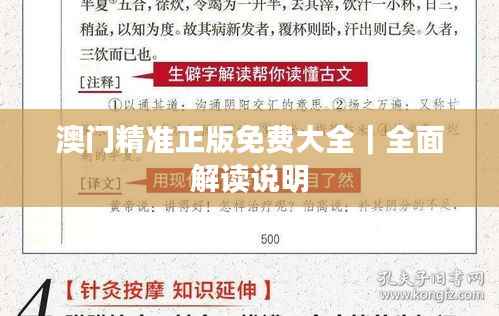 澳门精准正版免费大全｜全面解读说明