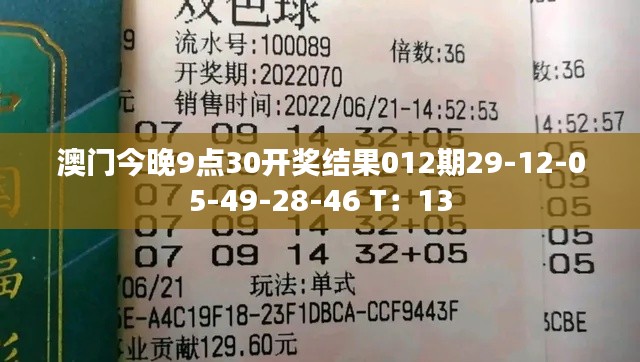 澳门今晚9点30开奖结果012期29-12-05-49-28-46 T:13