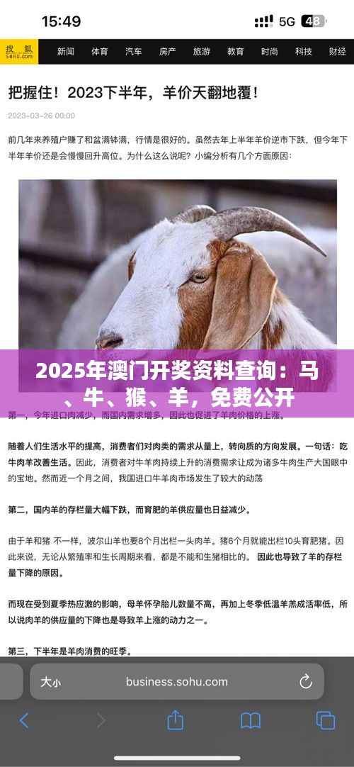 2025年澳门开奖资料查询:马、牛、猴、羊,免费公开