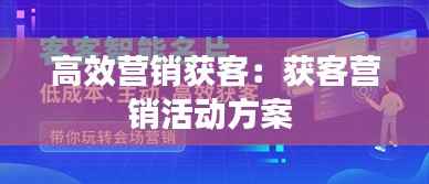 高效营销获客:获客营销活动方案