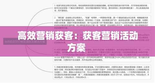 高效营销获客:获客营销活动方案