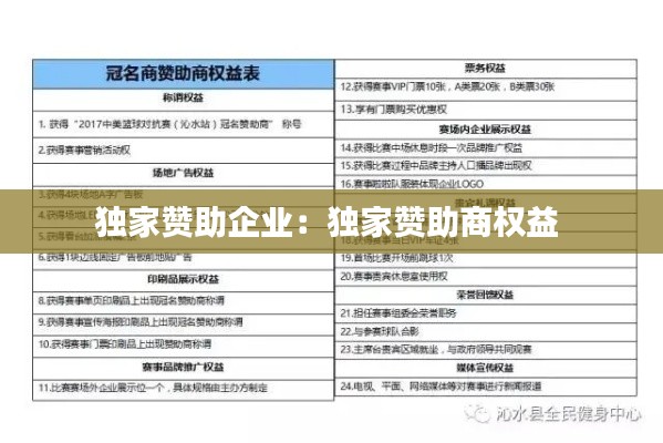 独家赞助企业:独家赞助商权益