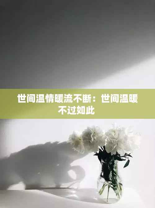 世间温情暖流不断:世间温暖不过如此