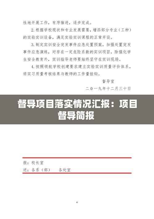 督导项目落实情况汇报：项目督导简报 