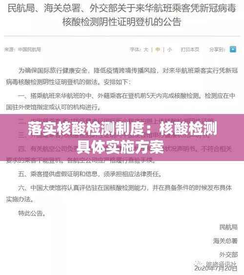 落实核酸检测制度：核酸检测具体实施方案 