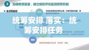 统筹安排 落实：统筹安排任务 