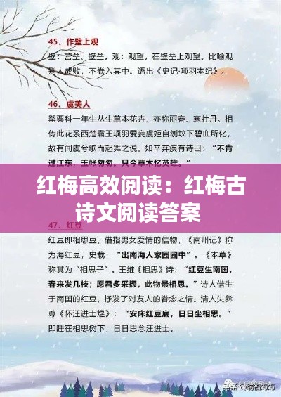 红梅高效阅读:红梅古诗文阅读答案
