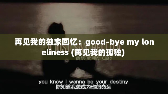 再见我的独家回忆:good-bye my loneliness (再见我的孤独)