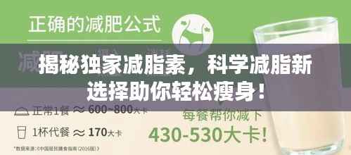 揭秘独家减脂素,科学减脂新选择助你轻松瘦身!