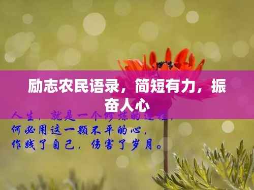 励志农民语录，简短有力，振奋人心