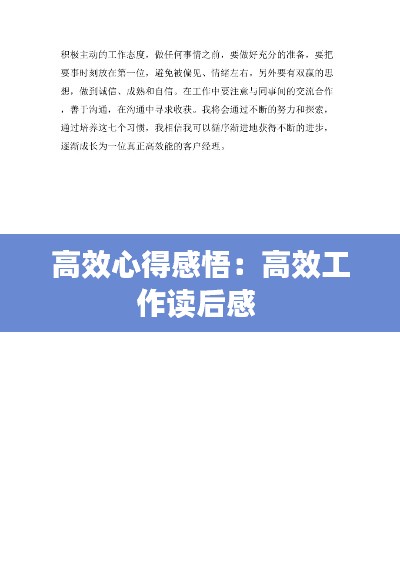 高效心得感悟:高效工作读后感
