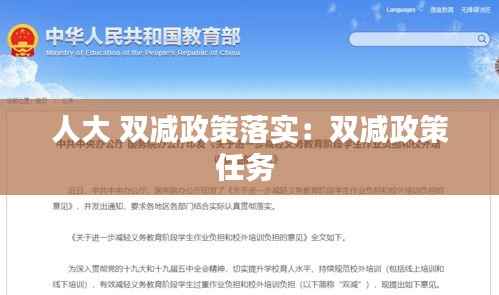 人大 双减政策落实：双减政策任务 