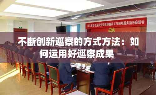 不断创新巡察的方式方法:如何运用好巡察成果