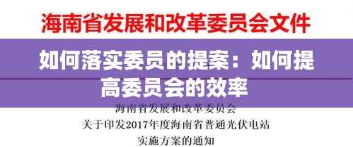 如何落实委员的提案:如何提高委员会的效率