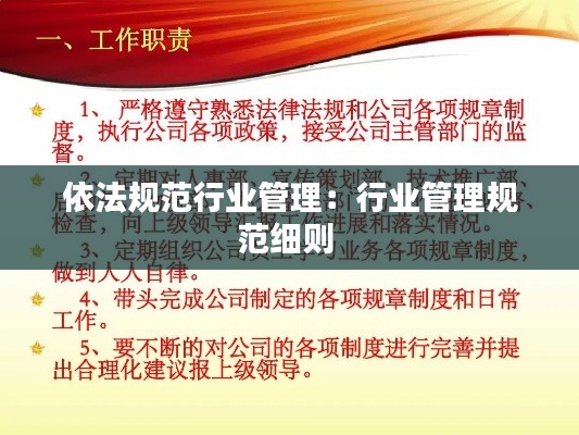 依法规范行业管理:行业管理规范细则