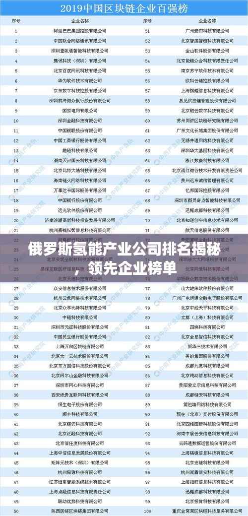 俄罗斯氢能产业公司排名揭秘,领先企业榜单