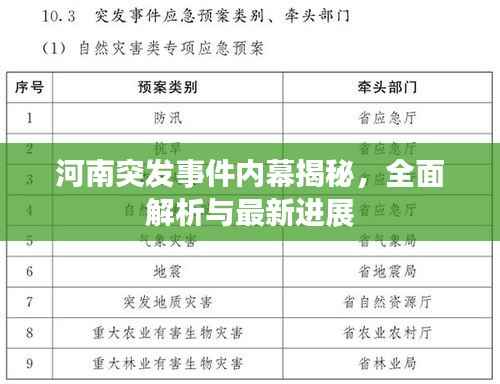 河南突发事件内幕揭秘,全面解析与最新进展