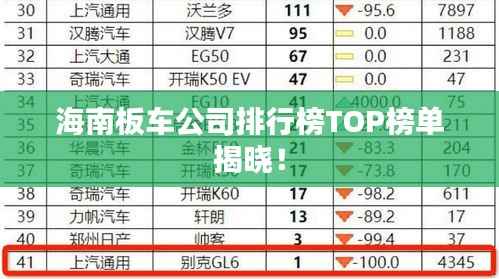 海南板车公司排行榜TOP榜单揭晓！