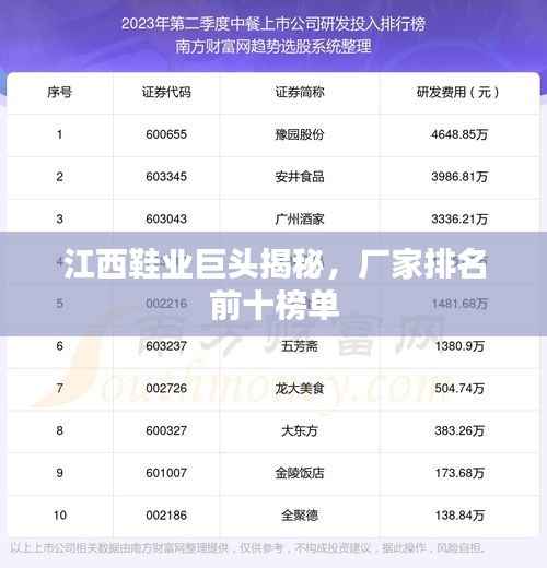 江西鞋业巨头揭秘,厂家排名前十榜单