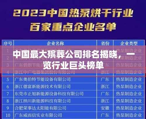 中国最大殡葬公司排名揭晓，一览行业巨头榜单