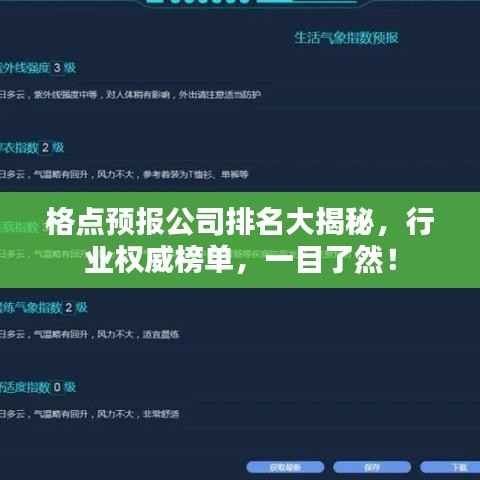 格点预报公司排名大揭秘,行业权威榜单,一目了然!