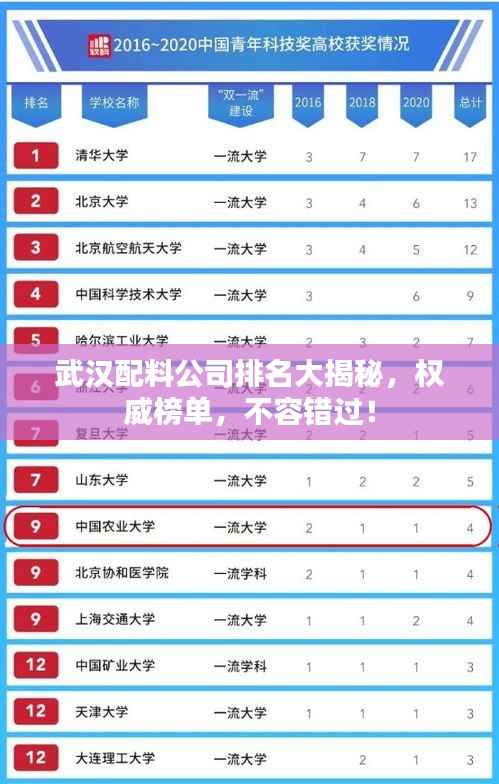 武汉配料公司排名大揭秘，权威榜单，不容错过！