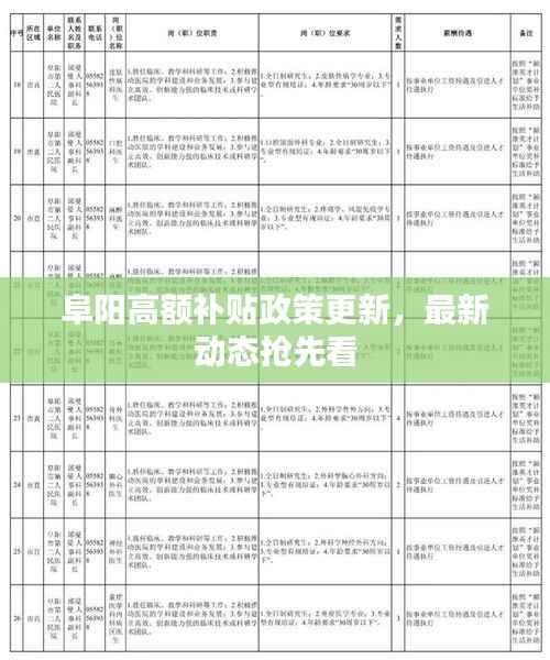 阜阳高额补贴政策更新，最新动态抢先看