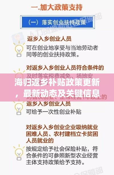 海归返乡补贴政策更新,最新动态及关键信息一网打尽