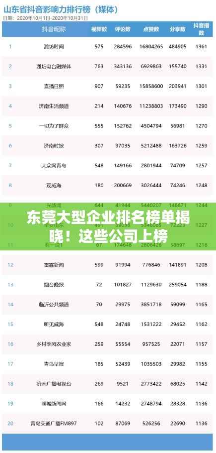 东莞大型企业排名榜单揭晓!这些公司上榜