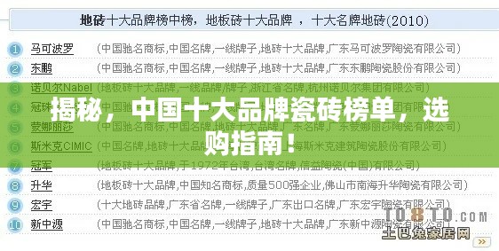 揭秘,中国十大品牌瓷砖榜单,选购指南!