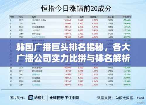 韩国广播巨头排名揭秘,各大广播公司实力比拼与排名解析