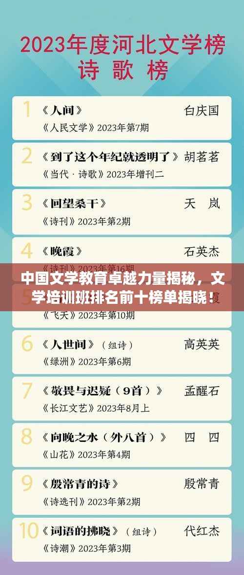 中国文学教育卓越力量揭秘，文学培训班排名前十榜单揭晓！