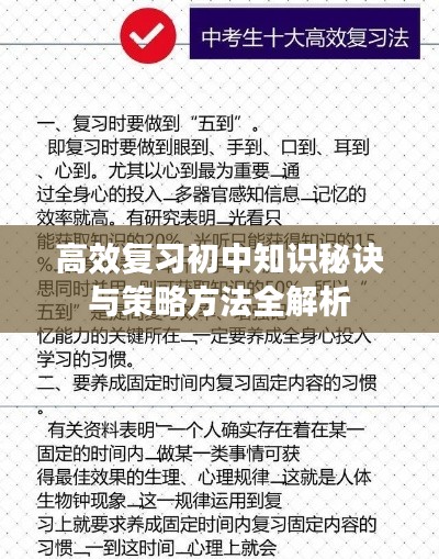 高效复习初中知识秘诀与策略方法全解析