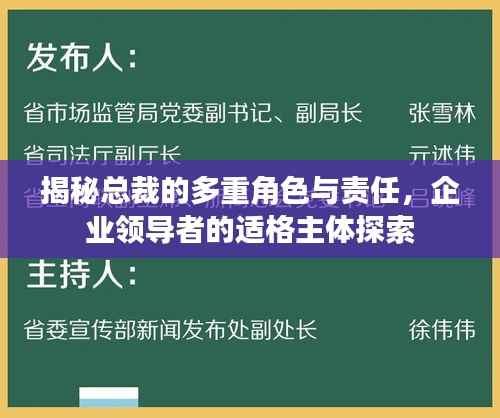 揭秘总裁的多重角色与责任，企业领导者的适格主体探索
