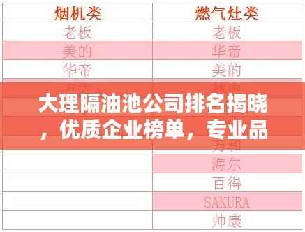 大理隔油池公司排名揭晓，优质企业榜单，专业品质值得信赖！