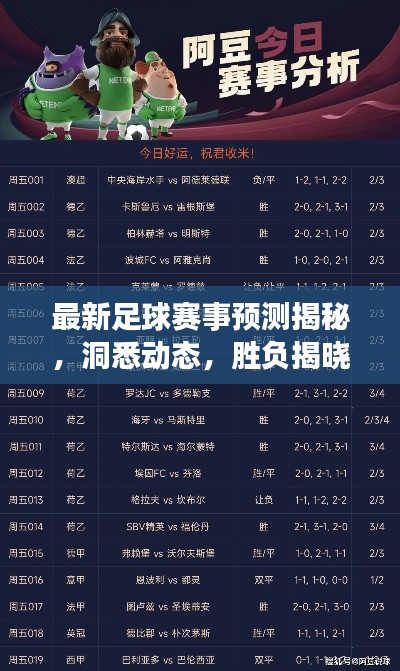 最新足球赛事预测揭秘，洞悉动态，胜负揭晓！