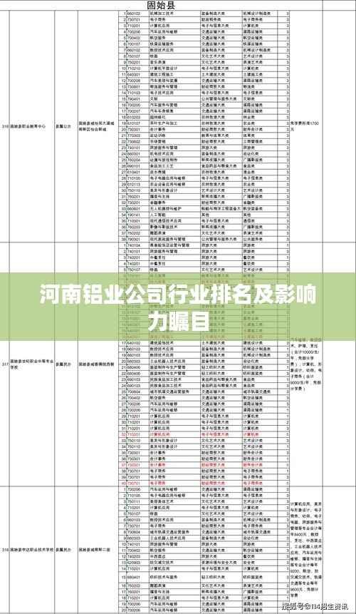 河南铝业公司行业排名及影响力瞩目